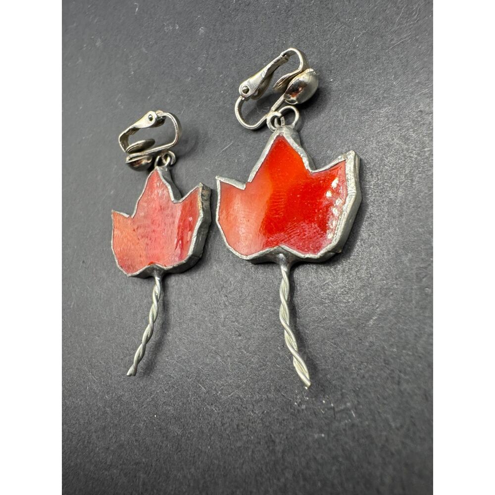 Vintage Solid Handmade Enamel Maple Leaf Fall Cli… - image 3
